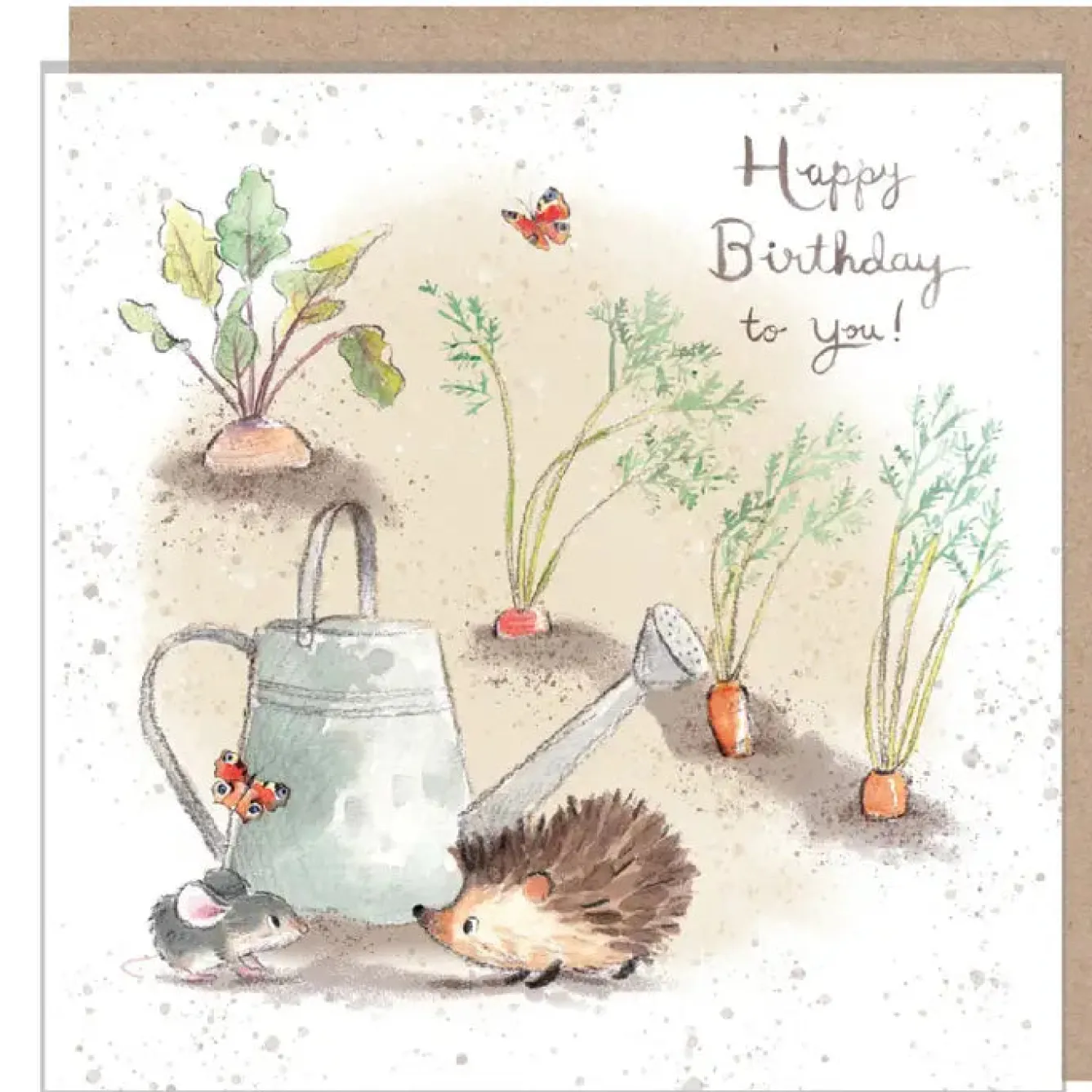 Paper Shed Design Hedgehog and Mouse with Watering Can "Happy Birthday to You" Birthday Greetings Card- Greeting Cards