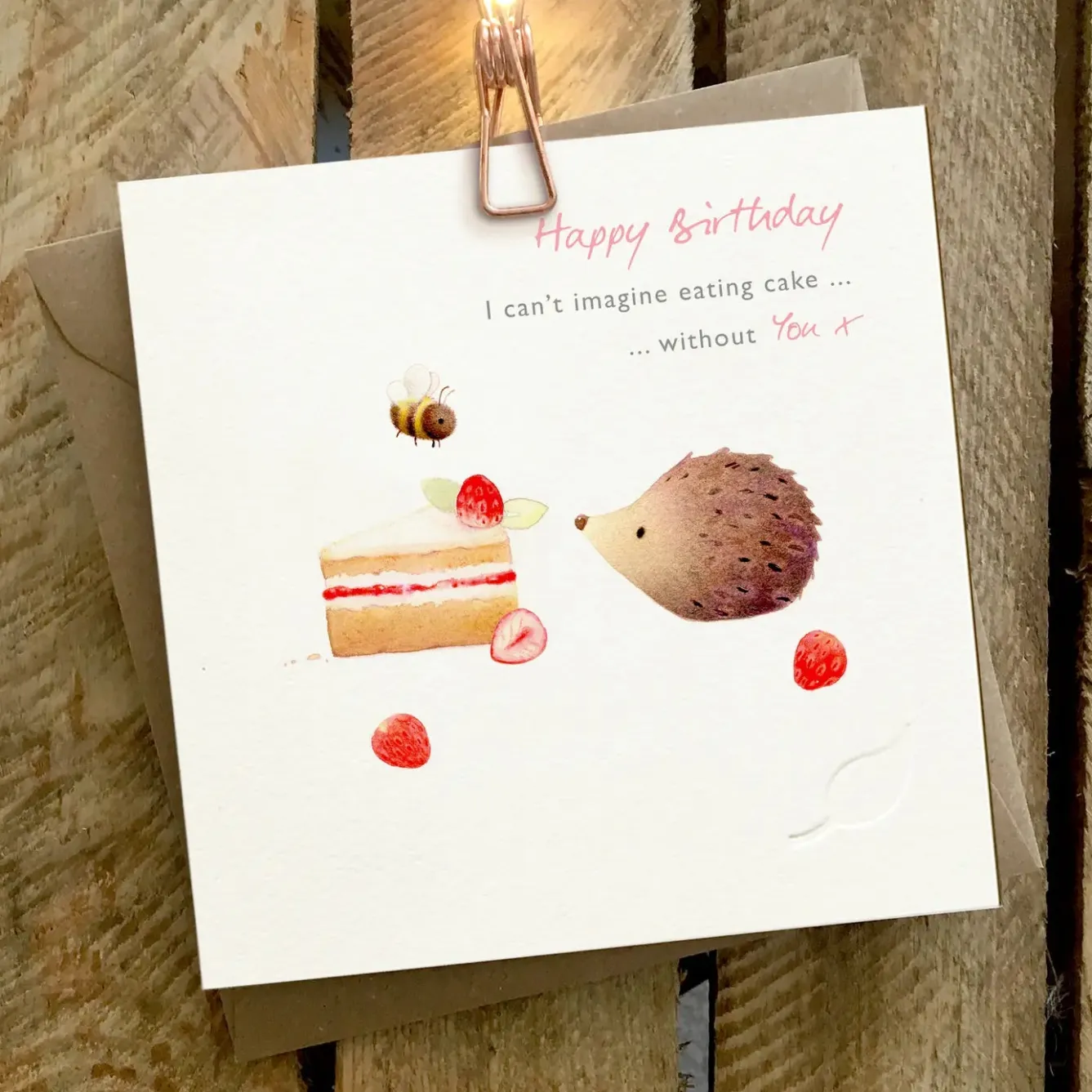 Ginger Betty Hedgehog Eating Cake Birthday Card- Greeting Cards