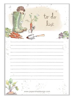 Paper Shed Design Hedgehog in Rain Boots To Do List Pad- Stationery