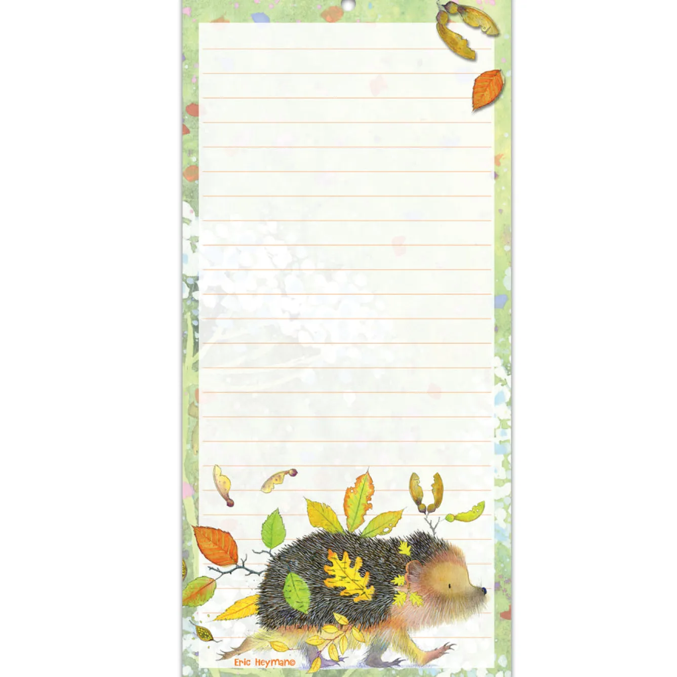 Emma Ball Hedgehog with Leaves Lined Magnetic Pad- Stationery