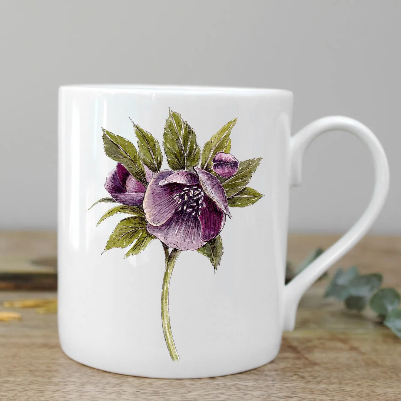 Toasted Crumpet Hellebore Bone China Mug- Flowers & Garden