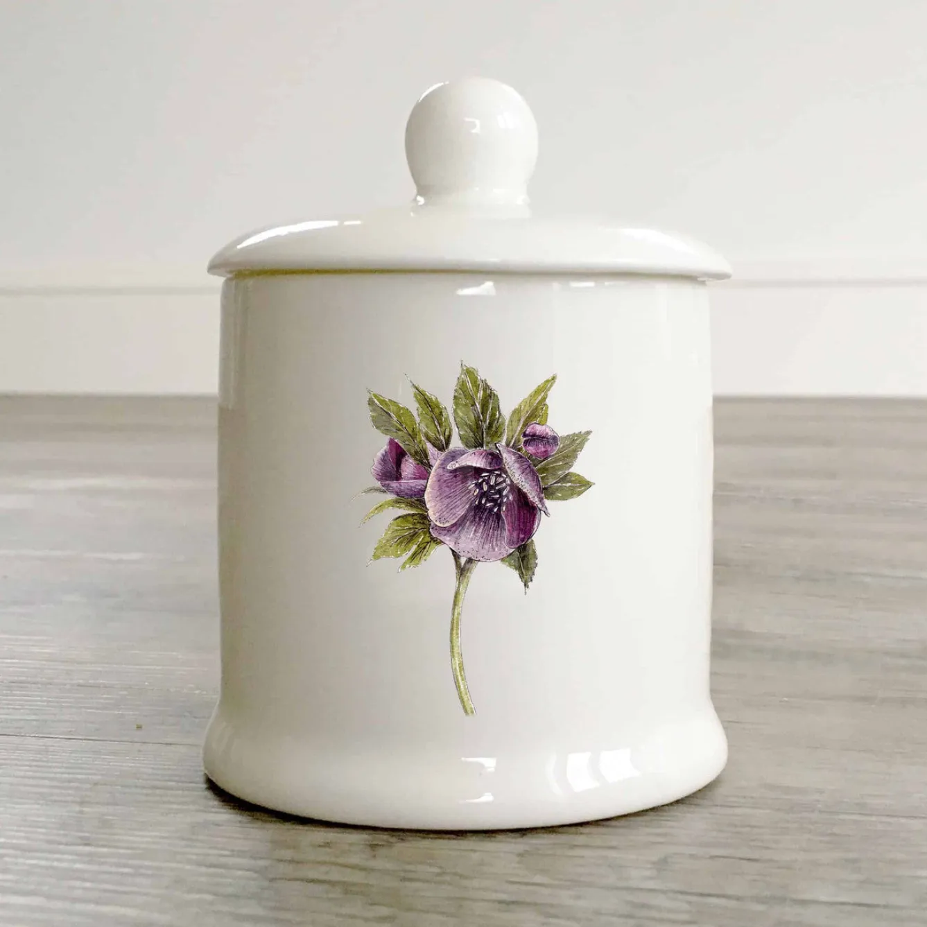 Toasted Crumpet Hellebore Bone China Sugar & Condiment Pot- Jam Pots