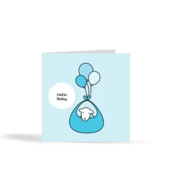 The Herdy Company Herdy Hello Baby Card - Blue- Greeting Cards