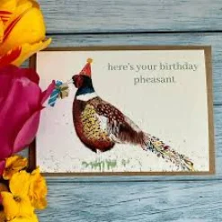 Jen Winnett Here's Your Birthday Pheasant Eco-Card- Greeting Cards