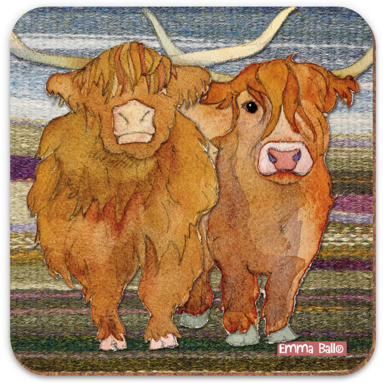 Emma Ball Highland Coos Coaster- Coasters