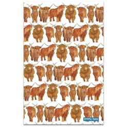 Emma Ball Highland Coos Repeat Tea Towel- Tea|Tea Towels