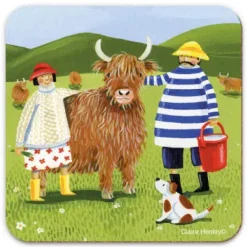 Emma Ball Highland Cow Adventure Coaster- Tea|Coasters