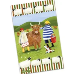 Emma Ball Highland Cow Adventures Tea Towel- Tea|Tea Towels