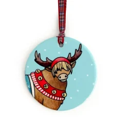 Yeti Highland Cow Ceramic Tree Decorations- Christmas Decorations|Christmas