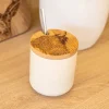 Selbrae Highland Cow Oak & Ceramic Jar & Spoon Set Dish- Tea|Jam Pots