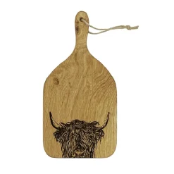 Selbrae Highland Cow Oak Hanging Paddle- Serving Plates & Boards