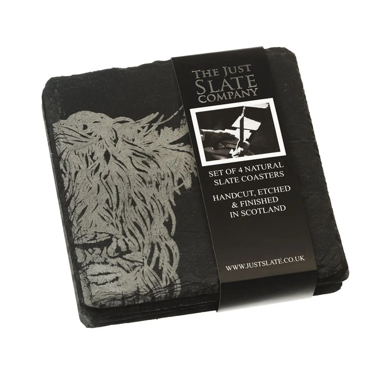 Selbrae Highland Cow Slate Coasters- Set of 4- Tea|Coasters
