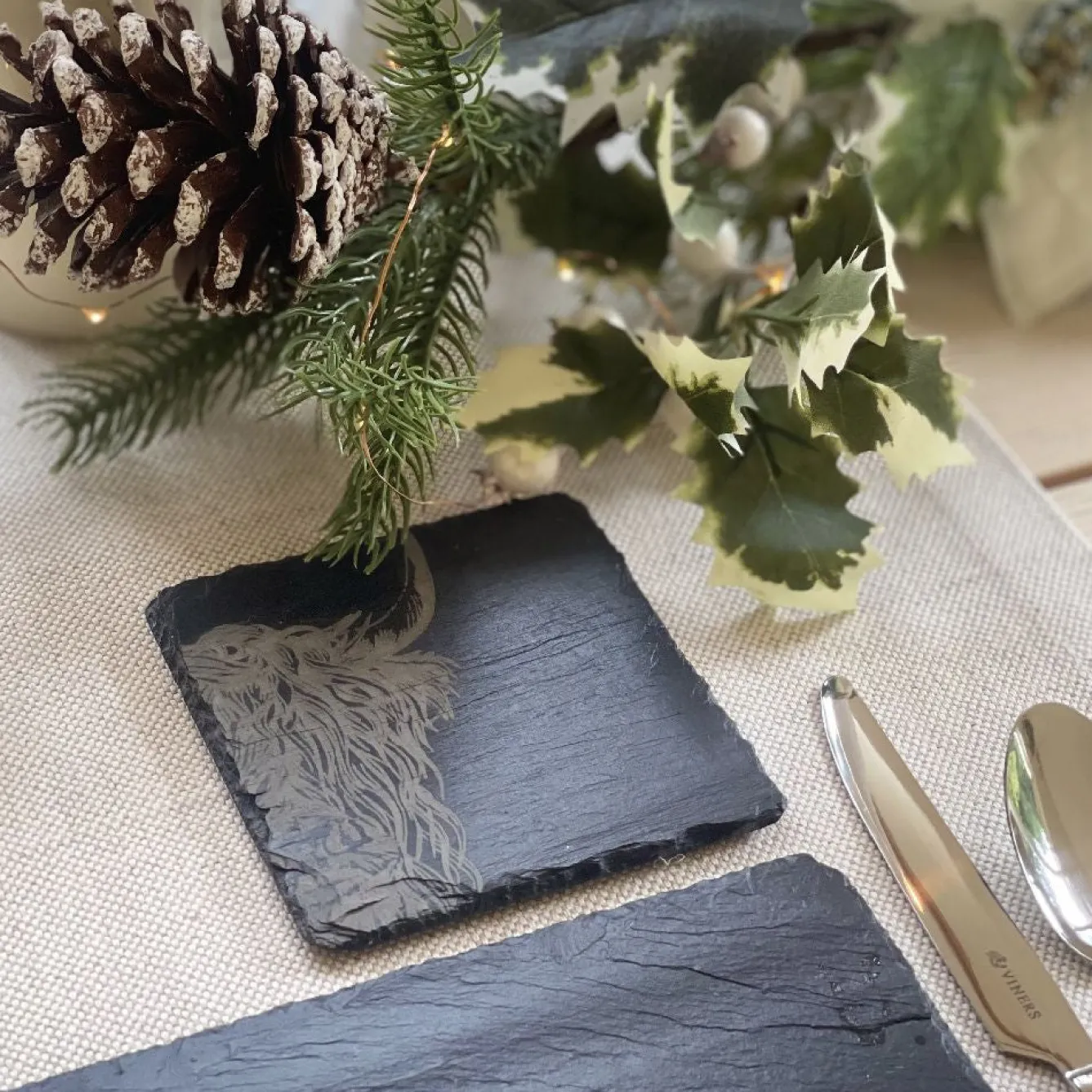 Selbrae Highland Cow Slate Coasters- Set of 4- Tea|Coasters