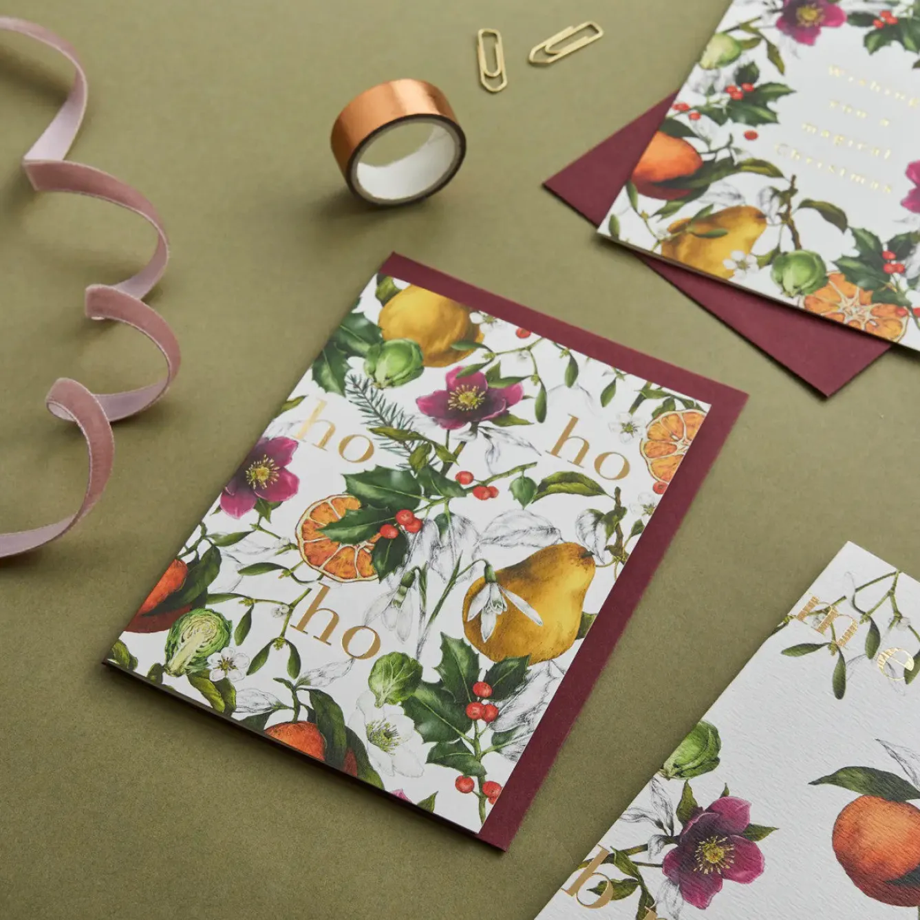 Catherine Lewis Ho Ho Ho - 'Winter Decadence' Card- Christmas Cards|Christmas