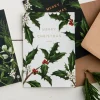 Catherine Lewis Holly Border - White - Christmas Card- Christmas Cards|Christmas