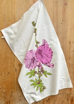 Lottie Day Hollyhocks Tea Towel- Tea|Tea Towels