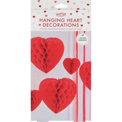 Ginger Ray Honeycomb Hanging Heart Decorations- Valentine's Day|Seasonal Decor