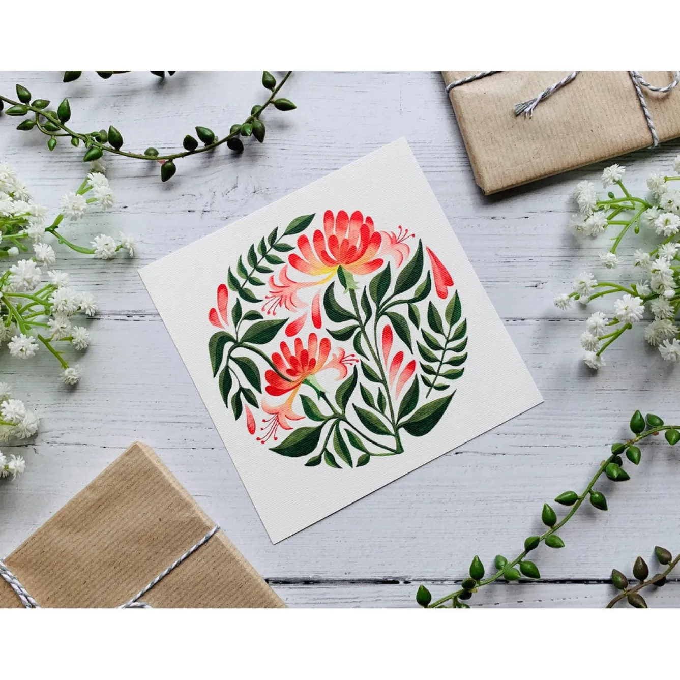 Becky Amelia Honeysuckle Greeting Card- Greeting Cards