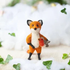 Sew Heart Felt Hunter Fox Holding Holding a Robin Felt Decoration- Seasonal Decor|Children