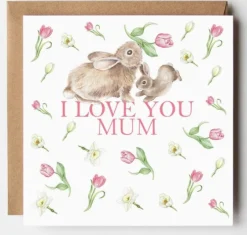 West Country Designs 'I Love You Mum' Rabbit and Tulips Mother's Day Card- Mother's Day|Mother's Day