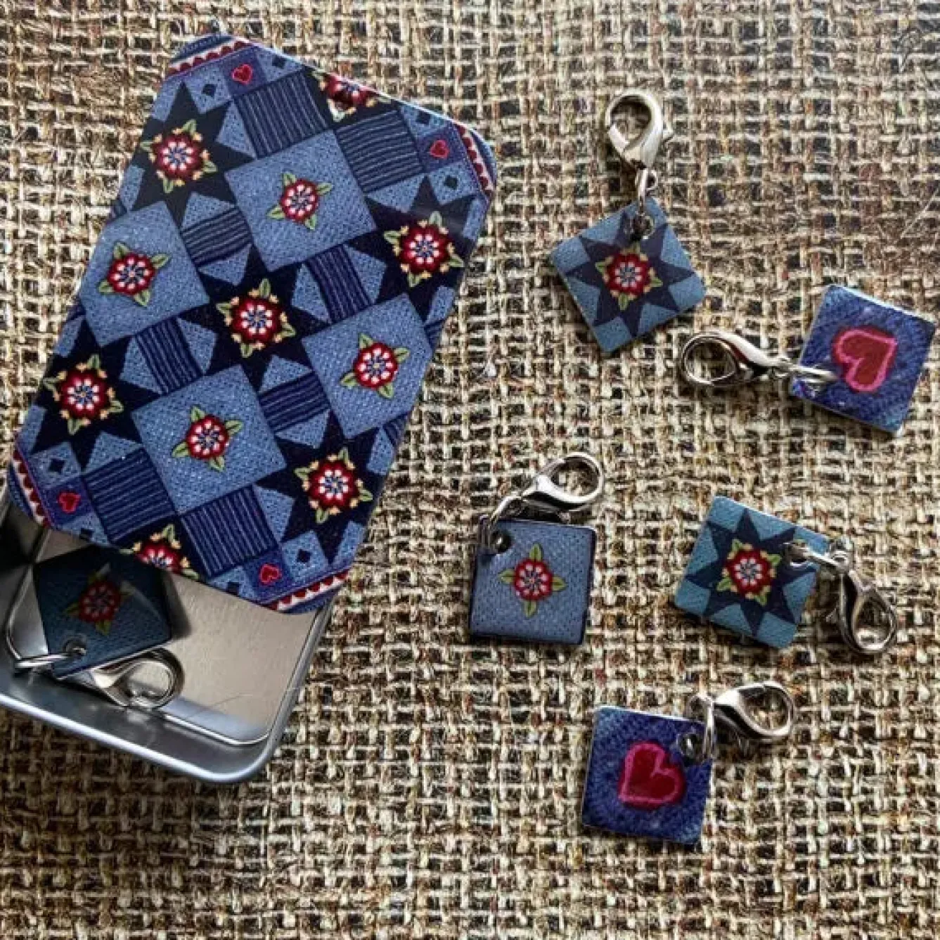 Emma Ball Indigo Dreams Set of 6 Crochet Markers in a Pocket Tin- Crafts