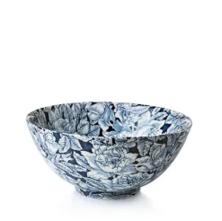 Burleigh Ink Blue Hibiscus Large Footed Bowl- Bowls & Dishes