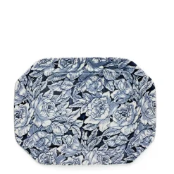 Burleigh Ink Blue Hibiscus Rectangular Platter- Serving Plates & Boards|Plates