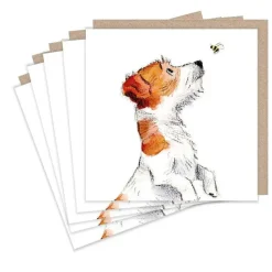 Paper Shed Design Jack Russell and Bee Set of 5  Notecards- Greeting Cards