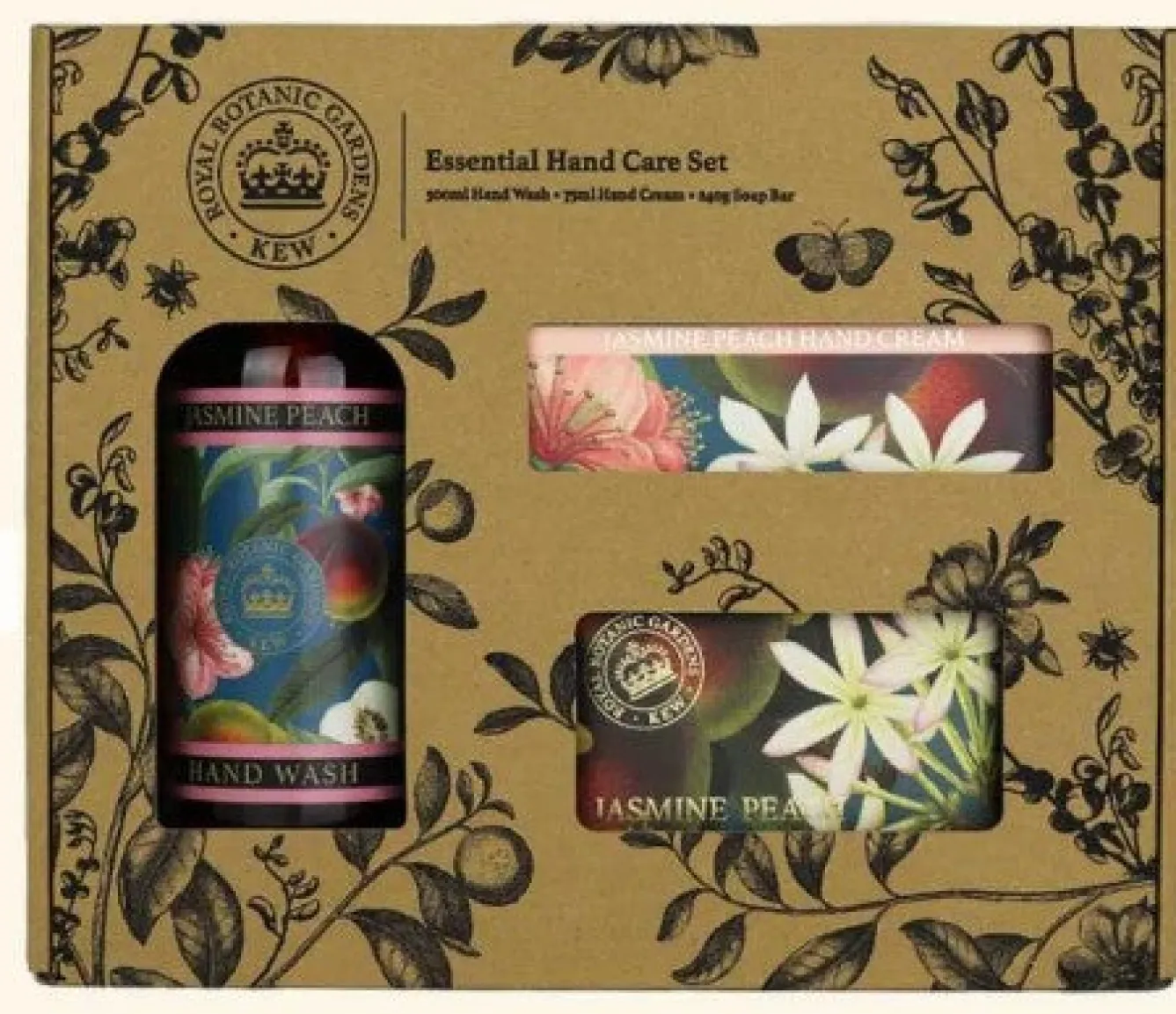English Soap Company Kew Gardens Jasmine Peach Essential Hand Care Gift Box- Soaps & Lotions