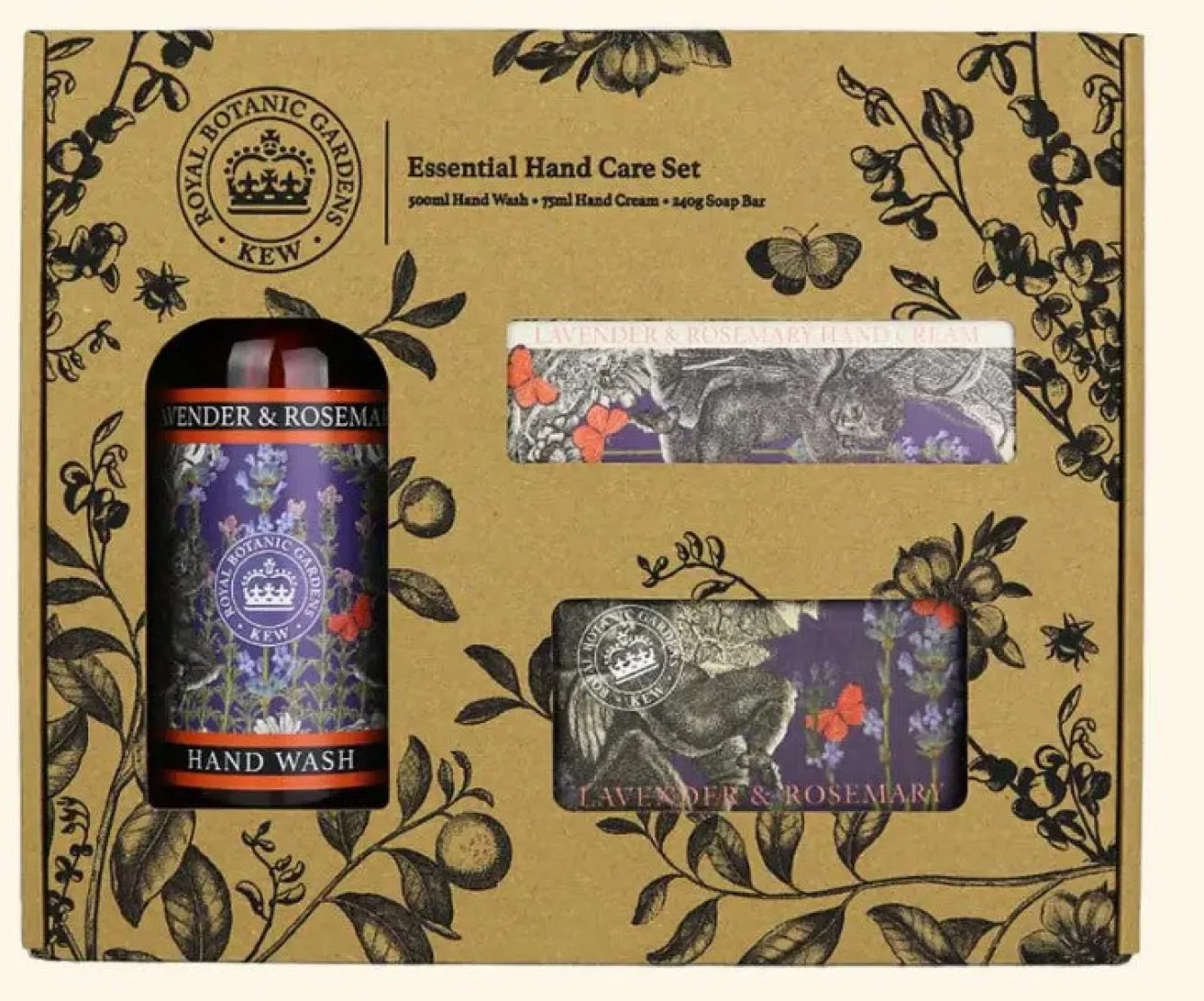 English Soap Company Kew Gardens Lavender & Rosemary Essential Hand Care Gift Box- Soaps & Lotions