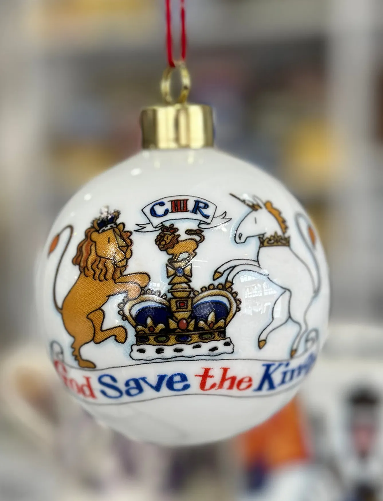 Alison Gardiner King Charles III Coronation China Bauble- Royal|Christmas Decorations