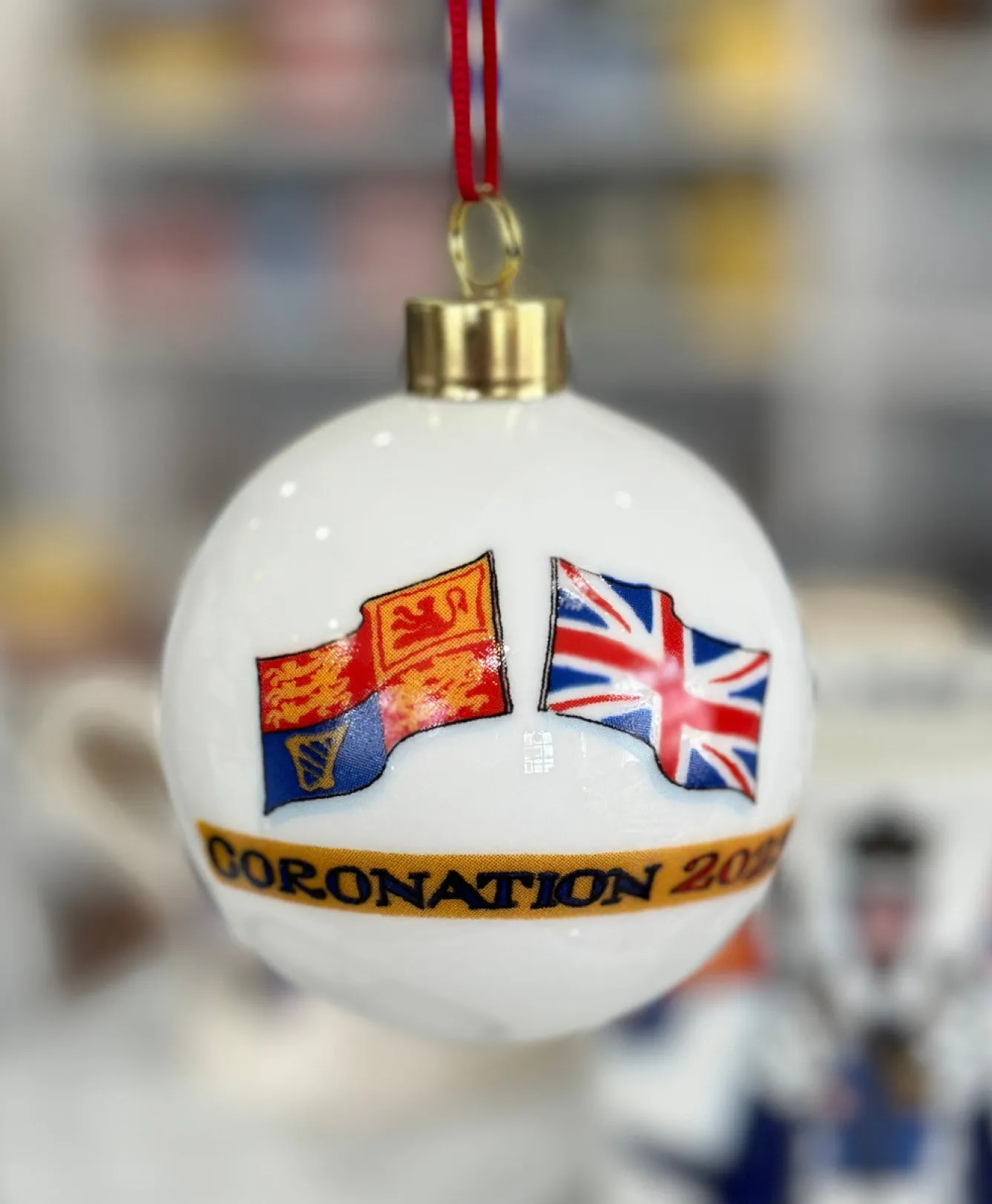 Alison Gardiner King Charles III Coronation China Bauble- Royal|Christmas Decorations