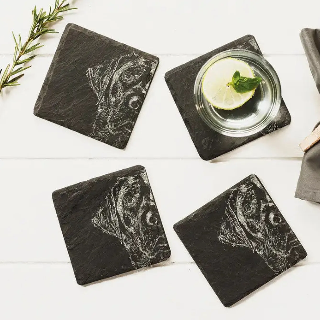 Selbrae Labrador - Set of 4 Slate Coasters- Tea|Coasters