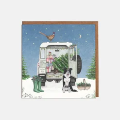 Lottie Murphy Landrover & Border Collie Dog Christmas Card- Christmas Cards|Christmas