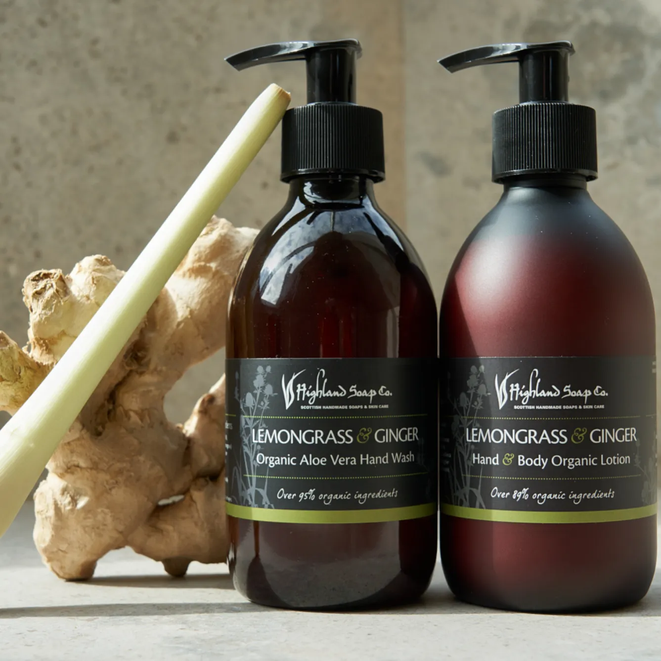 The Highland Soap Company Lemongrass & Ginger Hand & Body Organic Lotion 300ml- Soaps & Lotions