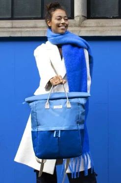 Kind Bag London Light Blue and Navy Hackney Large Backpack- Bags