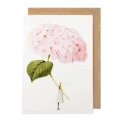 Laura Stoddart Light Pink Hydrangea Blank Greetings Card- Greeting Cards