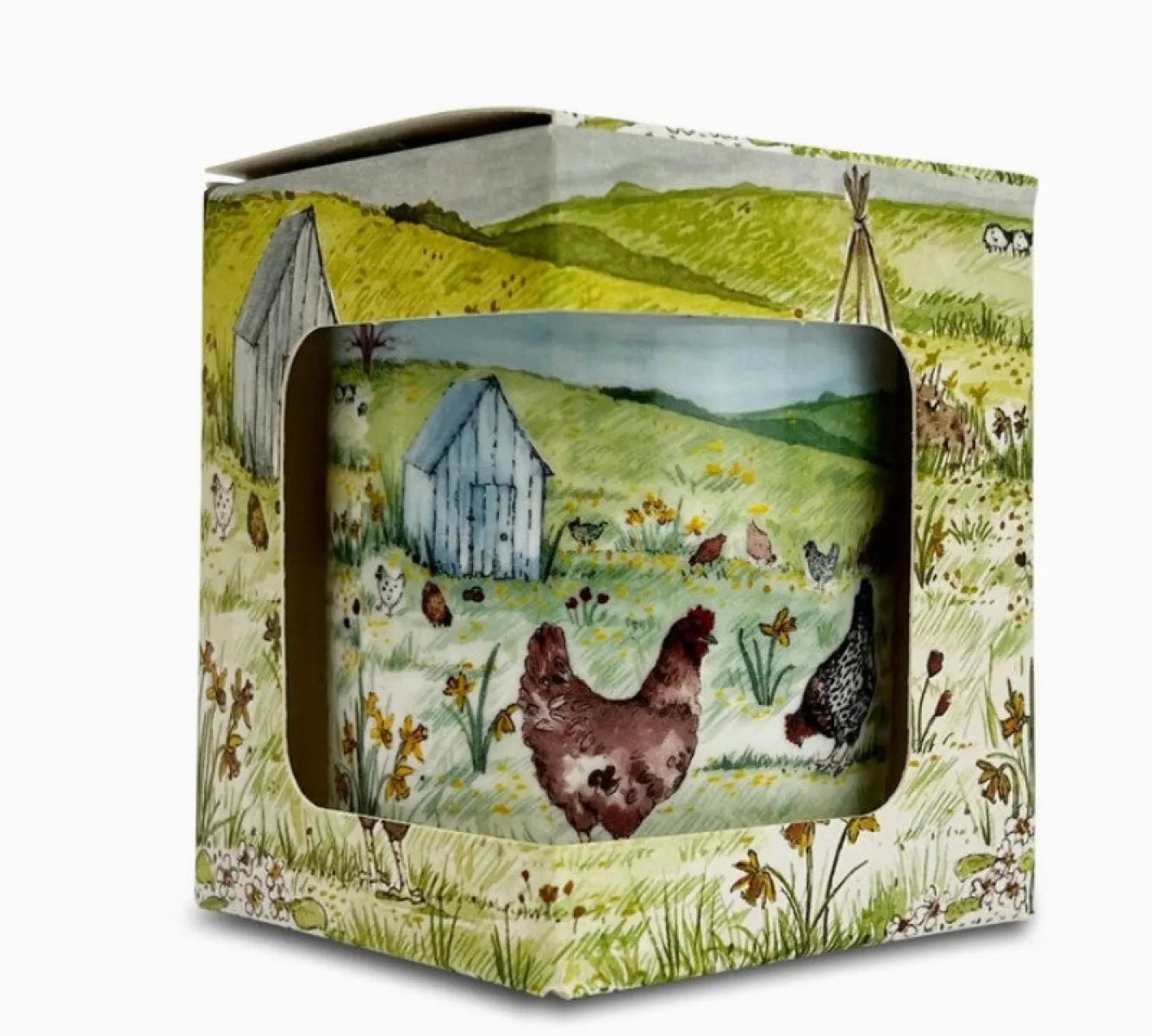 Heaven Scent Lime, Basil & Mandarin China Pot Candle - Chickens- Home Fragrance