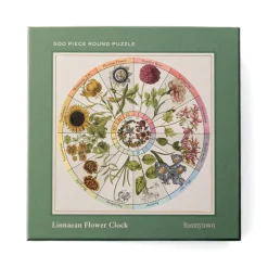 Roomytown Linnaean Flower Clock 500 Piece Round Jigsaw Puzzle- Puzzles