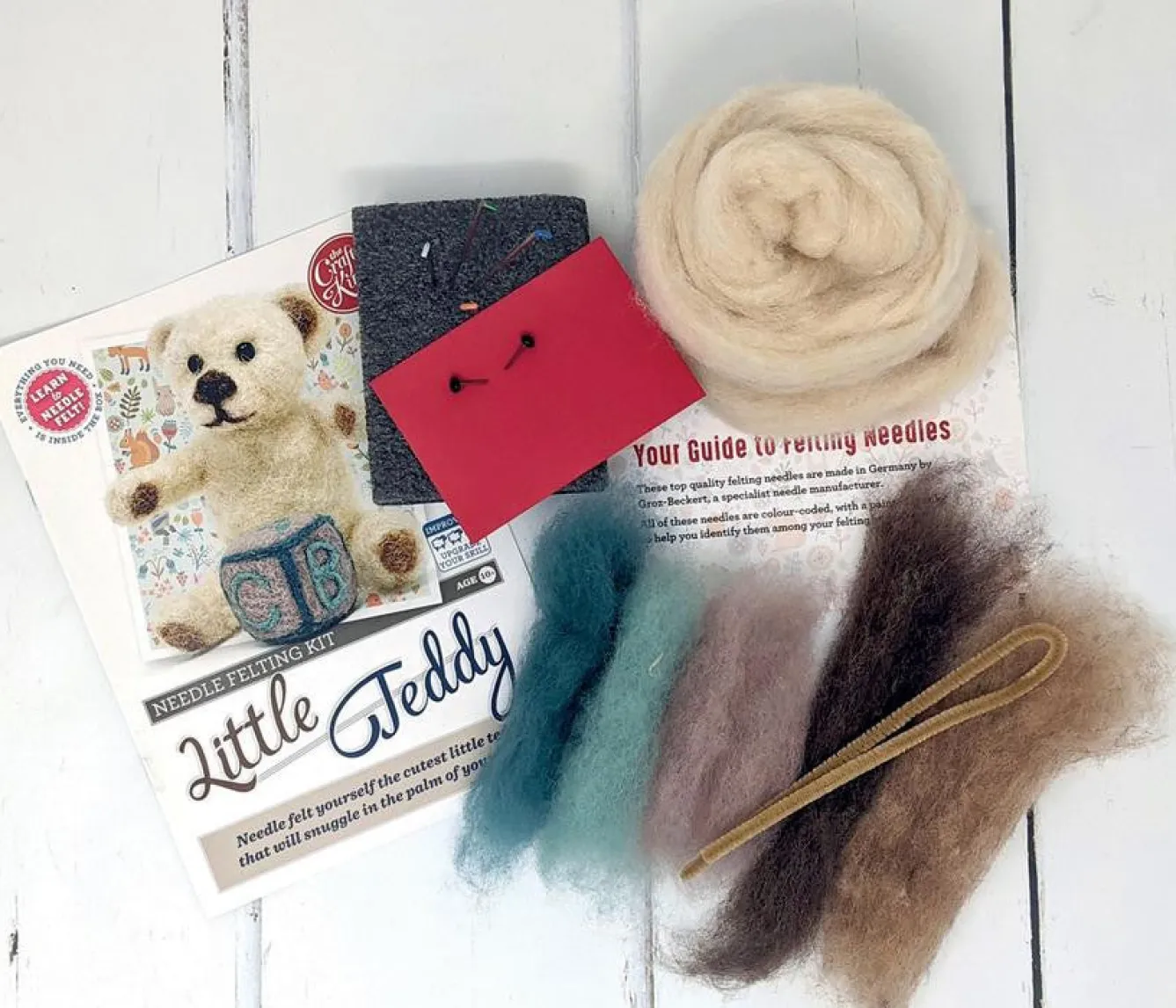 The Crafty Kit Co. Little Teddy Needle Felting Kit- Crafts