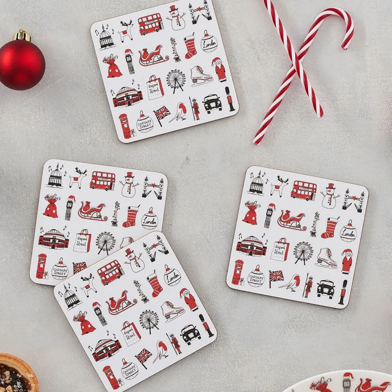 Victoria Eggs London Christmas Set of 4 Coasters- Coasters