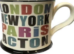 Moorland Pottery London, New York, Paris, Acton Mug by- Whimsical|Places