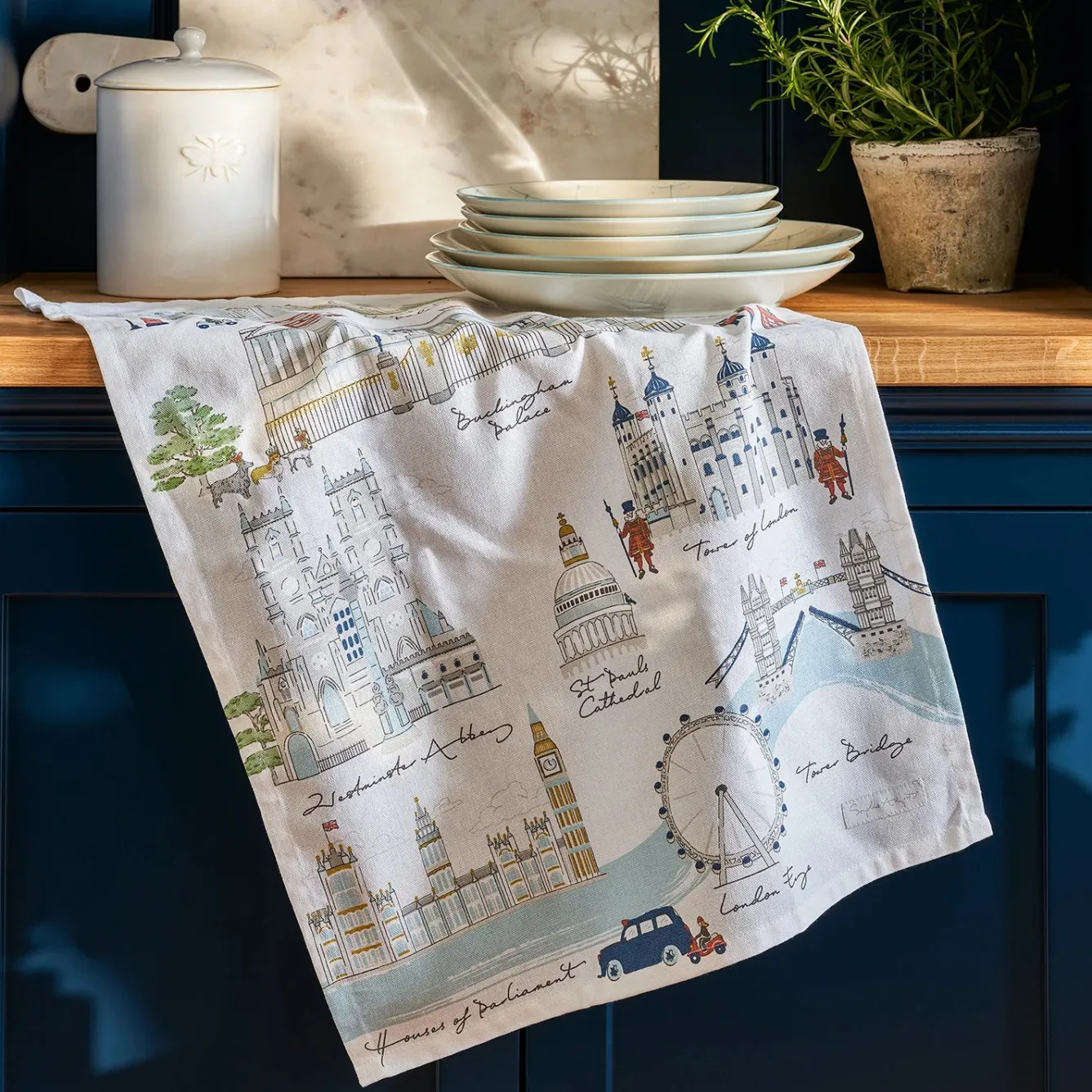 Sophie Allport London Scene Tea Towel- Tea|Tea Towels