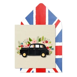 Tache Cards London Taxi Floral Card- Greeting Cards