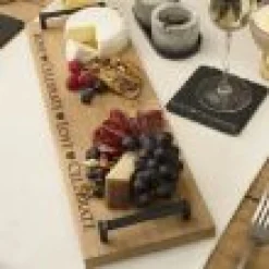 Selbrae Love & Celebrate Oak Serving Tray with Burnished Steel Handles- Tea|Serving Plates & Boards