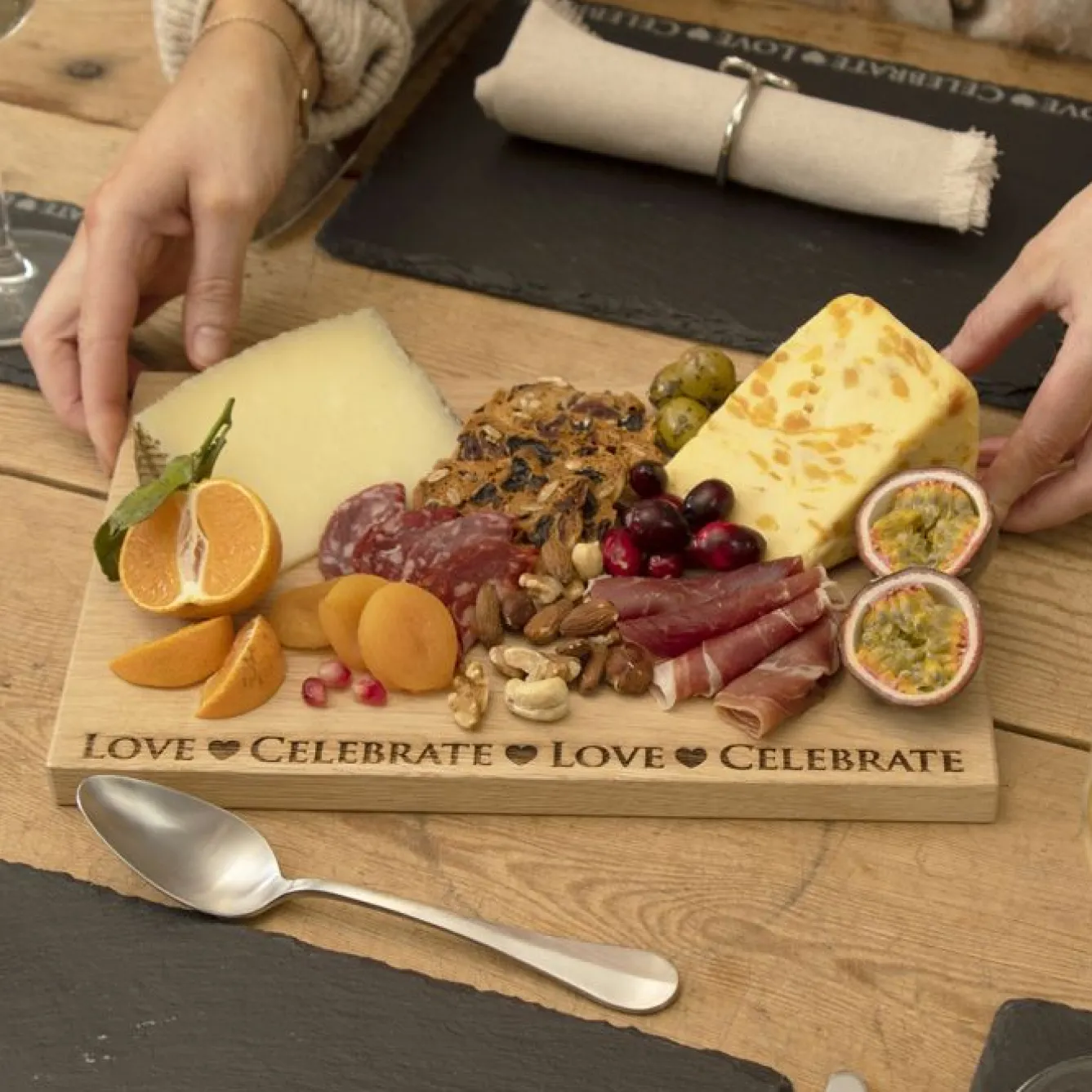 Selbrae Love & Celebrate Oak Serving Board - 12in- Father's Day