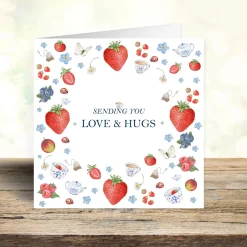 West Country Designs 'Love & Hugs' Strawberry Art Card- Valentine's Day|Greeting Cards