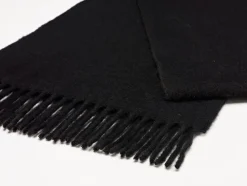 Bronte Moon Luxury Black Merino Lambswool Scarf- Umbrellas