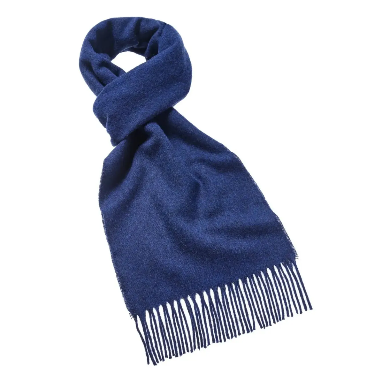 Bronte Moon Luxury Mid Blue Merino Lambswool Scarf- Umbrellas