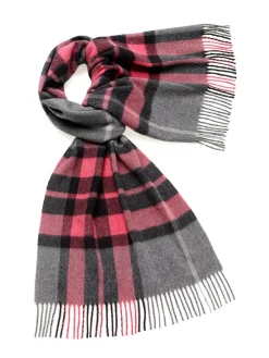 Bronte Moon Luxury Westminster Gray/Pink Merino Lambswool Scarf- Umbrellas